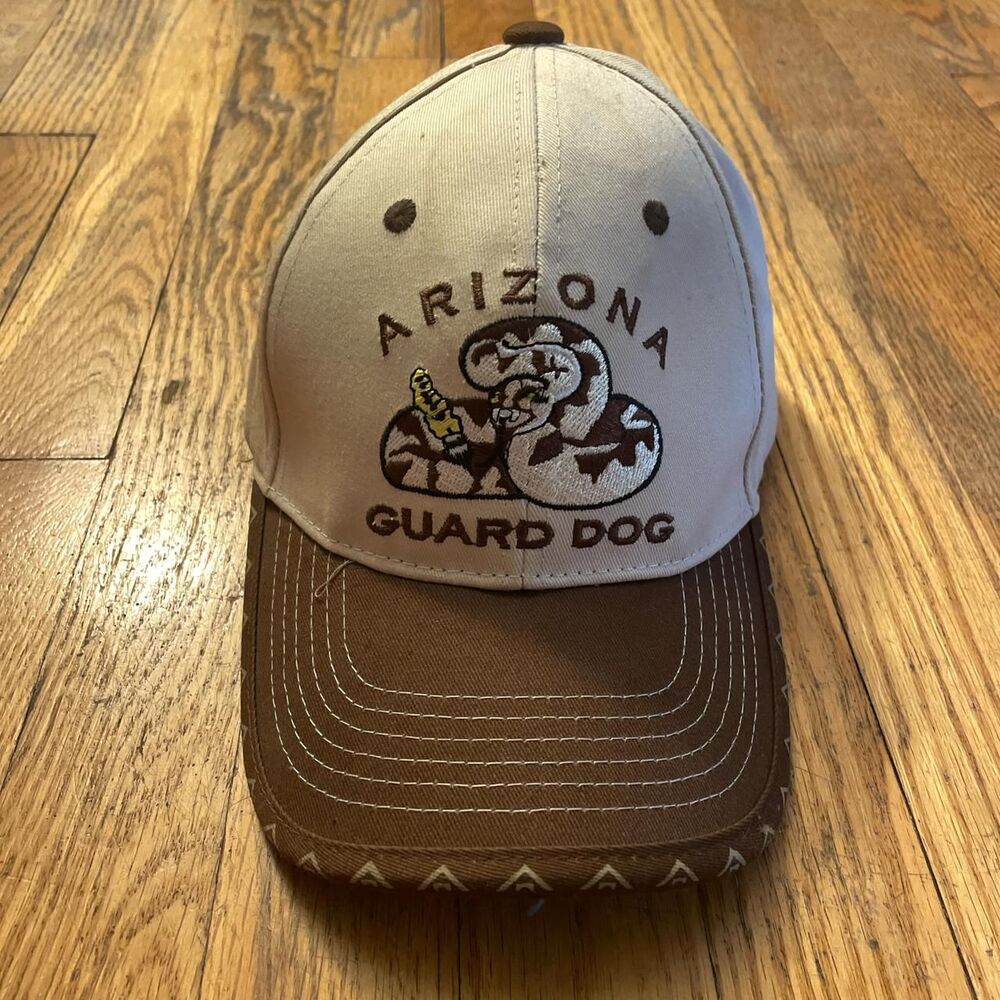 arizona guard dog beige and brown vintage 1912 snake baseball cap zig zag brim